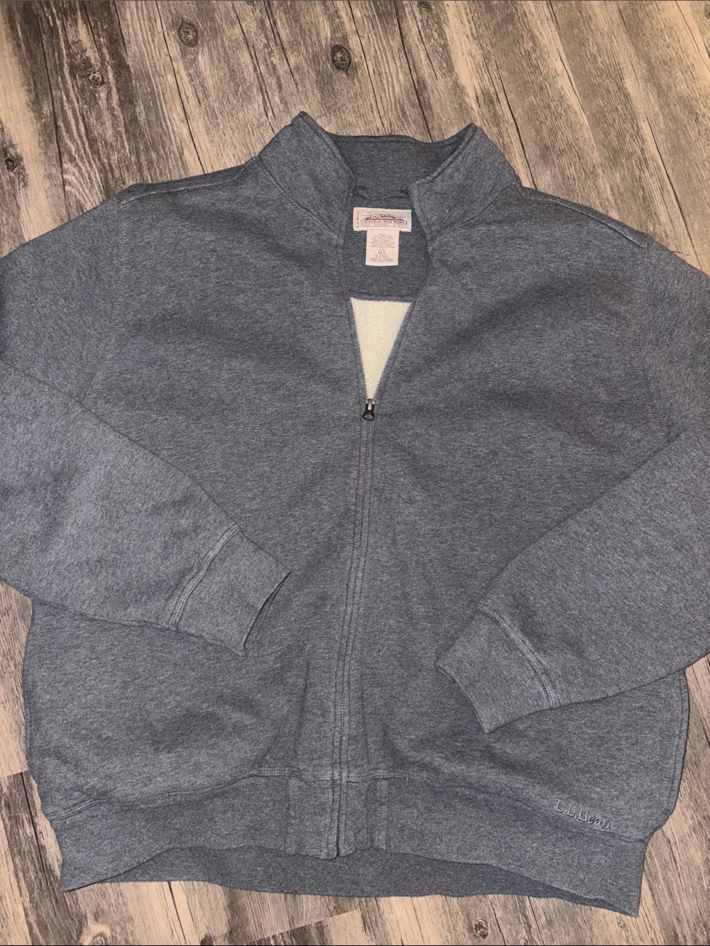 LL Bean KATAHDIN IRON WORKS Jacket Zip Sweatshirt Sherpa Heavyweight Sz LG